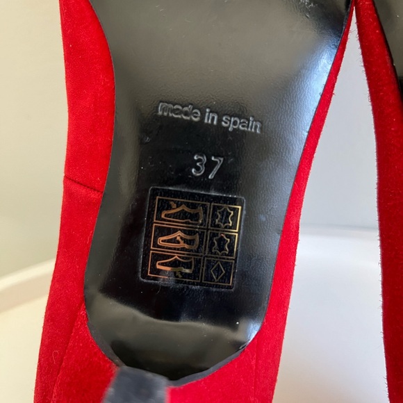 AUTHOR Spain Leather Suede Red Kitten Heel Shoes EU 37/US 6-6.5 - Picture 8 of 13